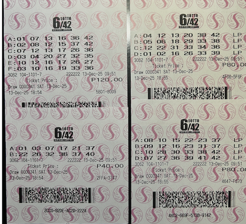 Lotto tickets for Draw 1 — November 13, 2025